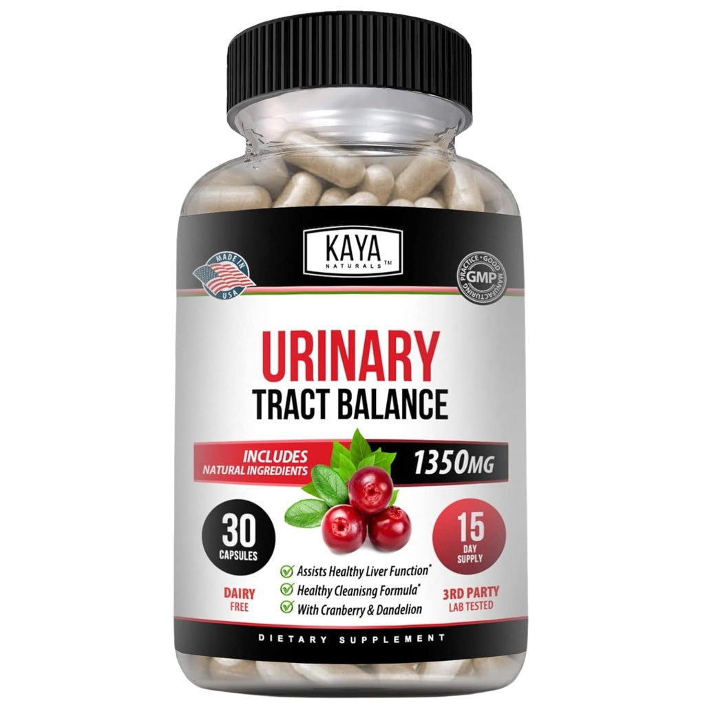 Kaya Naturals - D-Mannose - Urinary Tract UT Cleanse & Bladder Health - Hergestellt mit Cranberry, Hibiscus & Dandelion Root - D Mannose Capsules Cranberry Supplement - 30 Veggie Capsules