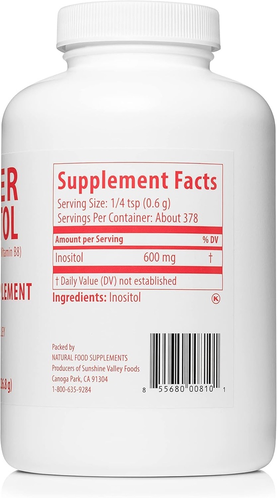 Sunshine Valley® Super Inositol, Vitamin B8 pulverisierte Nahrungsergänzung, Natürliche und PCOS Fruchtbarkeitsergänzung, Hormonal Balance & Gesunde Ovarian Funktionsunterstützung - 16 oz