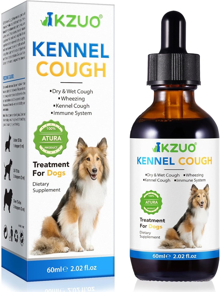 Hunde Hustenbehandlung - Kennel Hustentropfen für Hunde, 100% Natürliche Husten Ergänzung für Hunde, Allergy Relief Ergänzung für Hunde, Kräutertropfen für alle Rassen & Größen