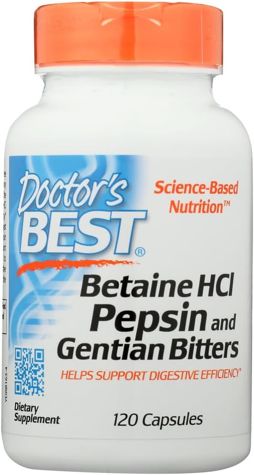 Ärzte Beste Betaine HCL Pepsin und Gentian Bitters, Glutenfrei, 120 Kapseln (Pack von 1)