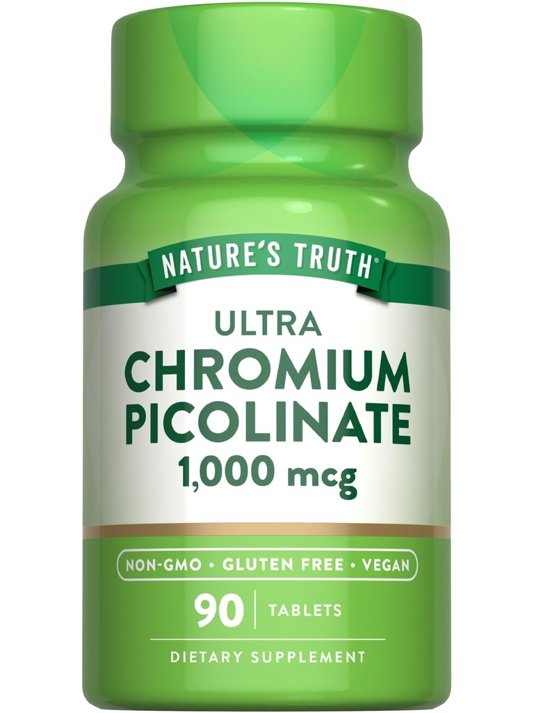 Nature's Truth Ultra Chromium Picolinate 1000mcg | 90 Tabletten | Vegan, Non-GMO & Gluten kostenlose Ergänzung
