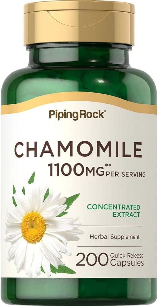 Piping Rock Kamille Extrakt Kapseln 1100mg | 200 Pillen | Kräuterergänzung | Glutenfrei, Non-GMO