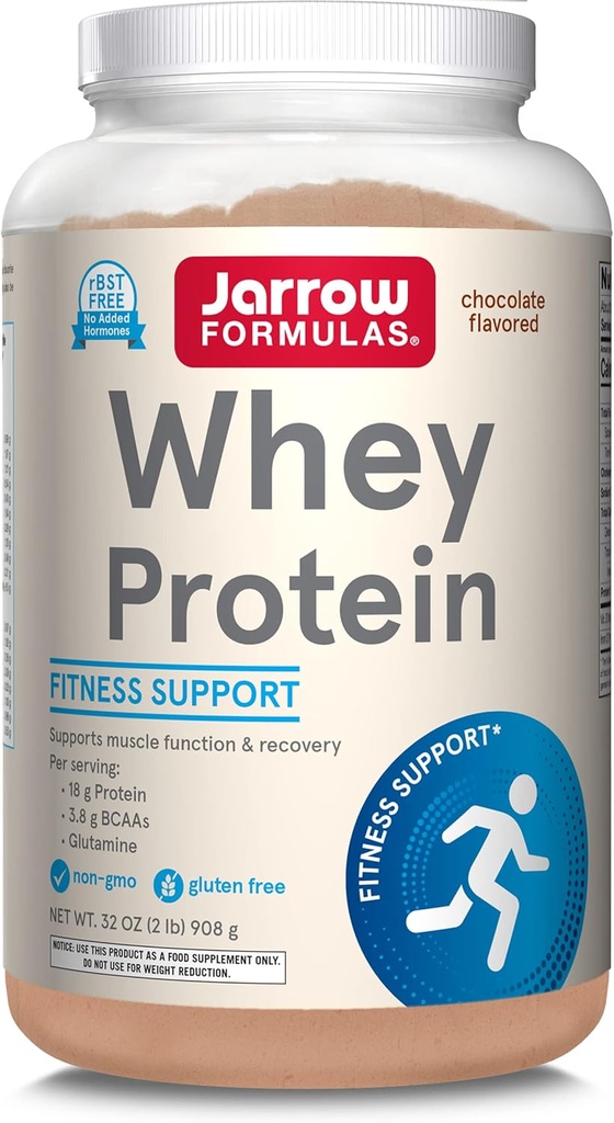 Jarrow Formulas Whey Protein, Chocolate - 908g Powder - Unterstützt Muskelentwicklung - Hochwertige Proteinquelle - Reich an BCAAs - Approx. 35 Servietten