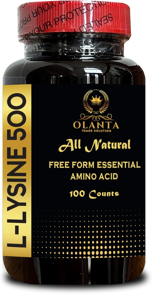 L-LYSINE 500 - Acides aminés de forme libre, complexe L-Lysine, soutien immunitaire, supplément pour la santé des lèvres et de la peau, soutien Hormone Regulation, supplément L-Lysine - 1 bouteille 100 comtes