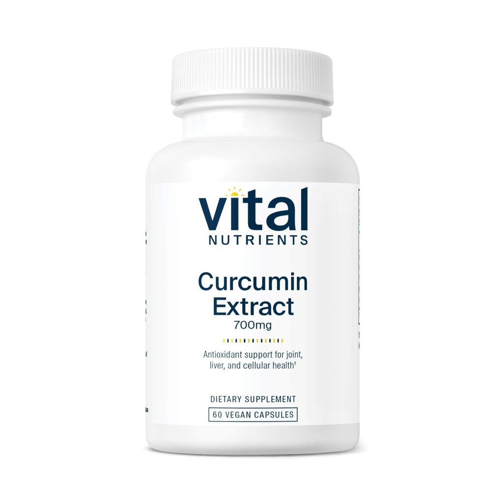 Vital Nährstoffe Curcumin Extrakt 700mg | Vegan Curcumin Ergänzungen mit schwarzem Pfeffer Extrakt | Antioxidante Unterstützung für Gelenk, Leber und Cellular Health* | Gluten, Dairy, Soy Free | 60 Kapseln