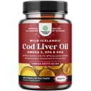 Iceland Wild Caught Cod Liver Oil Softgels - Fisch Omega 3, EPA, DHA, Vitamin D & A, 1000 mg pro Portion - Burpless Kapseln für Herz, Gelenk, Gehirn & Immune Support - 100 Count