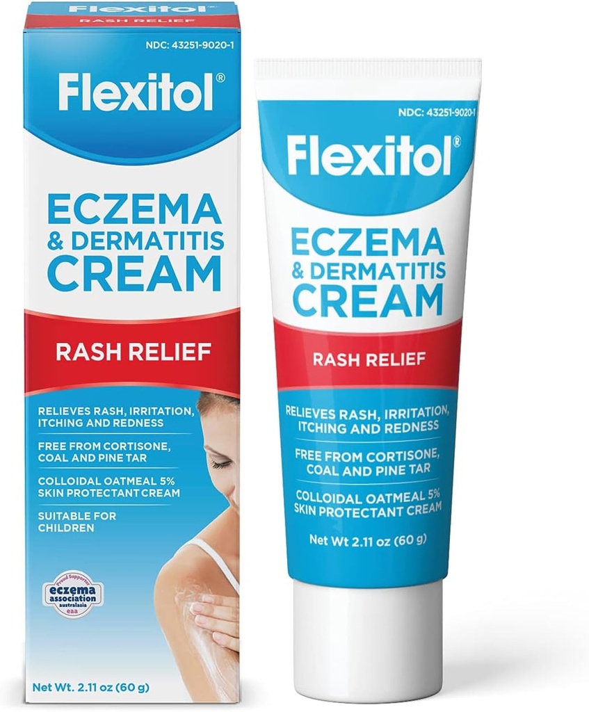 Flexitol Eczema & Dermatitis Cream – Steroid & Fragrance Kostenlos für empfindliche, ungereinigte Haut mit 5% kolloidale Oatmeal