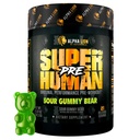 ALPHA LION Superhuman Pre Workout Powder, Beta Alanine, L-Taurine & Tri-Source Caffeine for Sustained Energy & Focus, Nitric Oxide & Citrulline for Pump (21 Servings, Sour Gummy Bear Flavor)