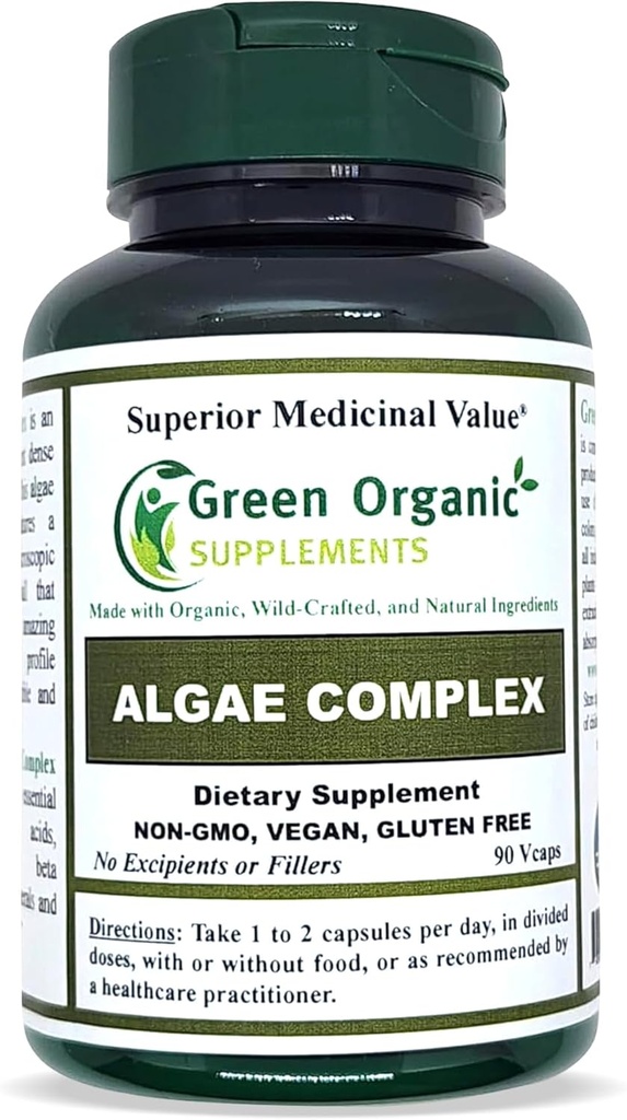 Algae, Fucoidan, Blue Green Algae, Kelp, Bladderwrack, Chlorella, Spirulina, Irish Moss, Dulse, 90 VCaps, Haute Absorbable, Non-OGM, Sans gluten (Single)