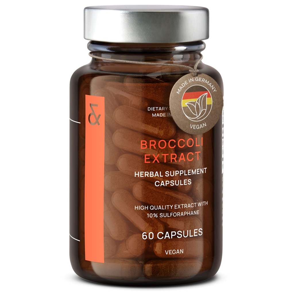 CLAV Brocoli Sprout Extract Capsules - Supplément Sulforaphane Premium avec 100 mg de Sulforaphane - Antioxydant - 60 pilules Brocoli - Fabriqué en Allemagne