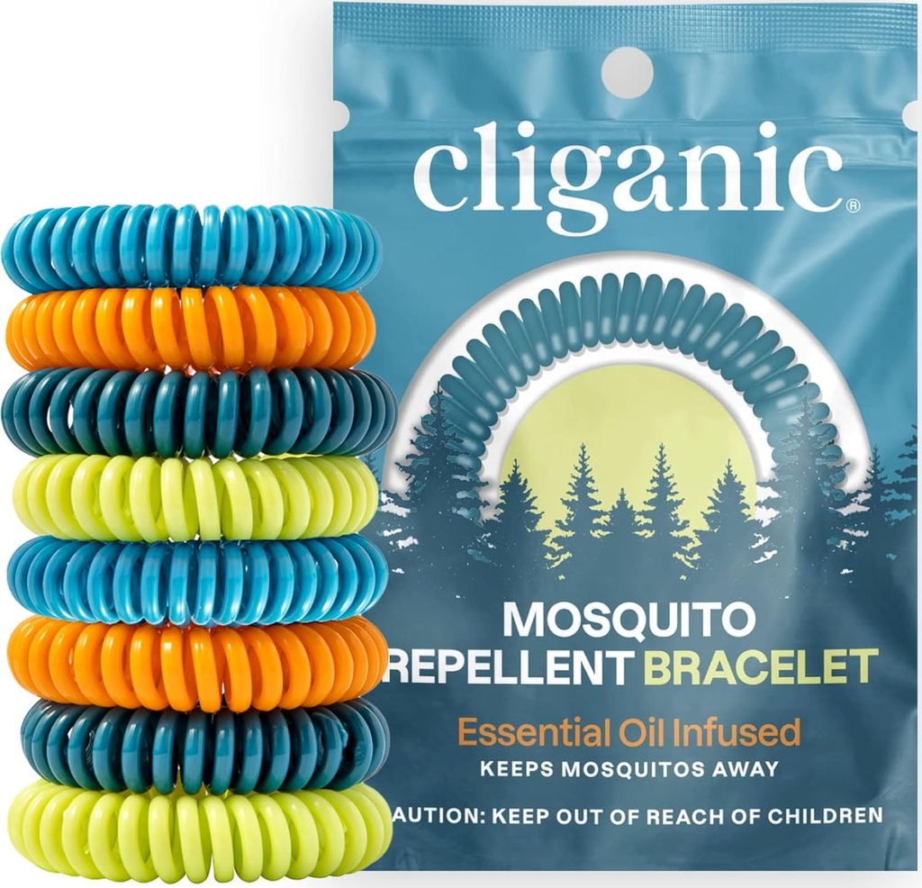 Cliganic 20 Pack Moskito Repellent Armbänder für Erwachsene & Kinder - Natürliche DEET-freie Bands, individuell verpackt
