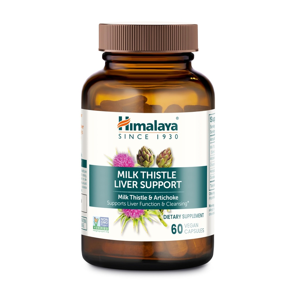 Himalaya Lait Thistle Support du foie - avec Chicory, Andrographis, Dandelion et Silymarin pour le nettoyage, la désintoxication et la fonction du foie - végétalien, non-OGM, sans gluten, 350 mg, 60 capsules