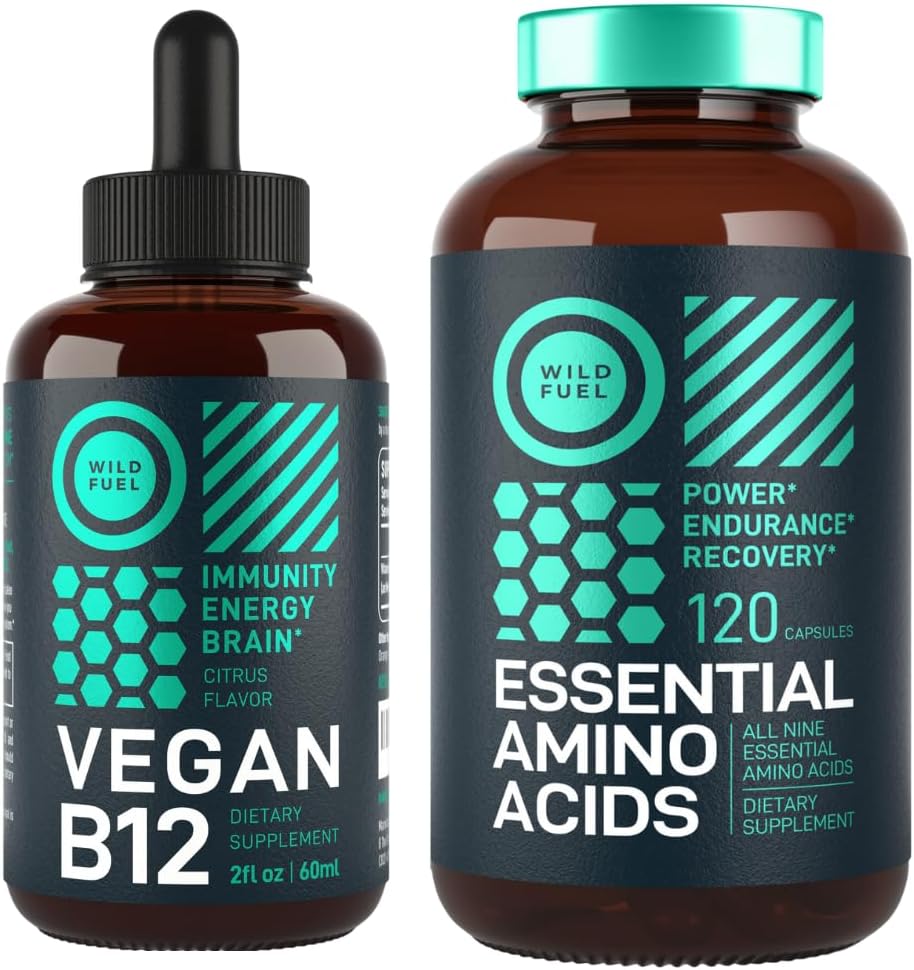 WILD FUEL Essential Amino Acid Supplement und Vegan Vitamin B12 Liquid Energy Bundle