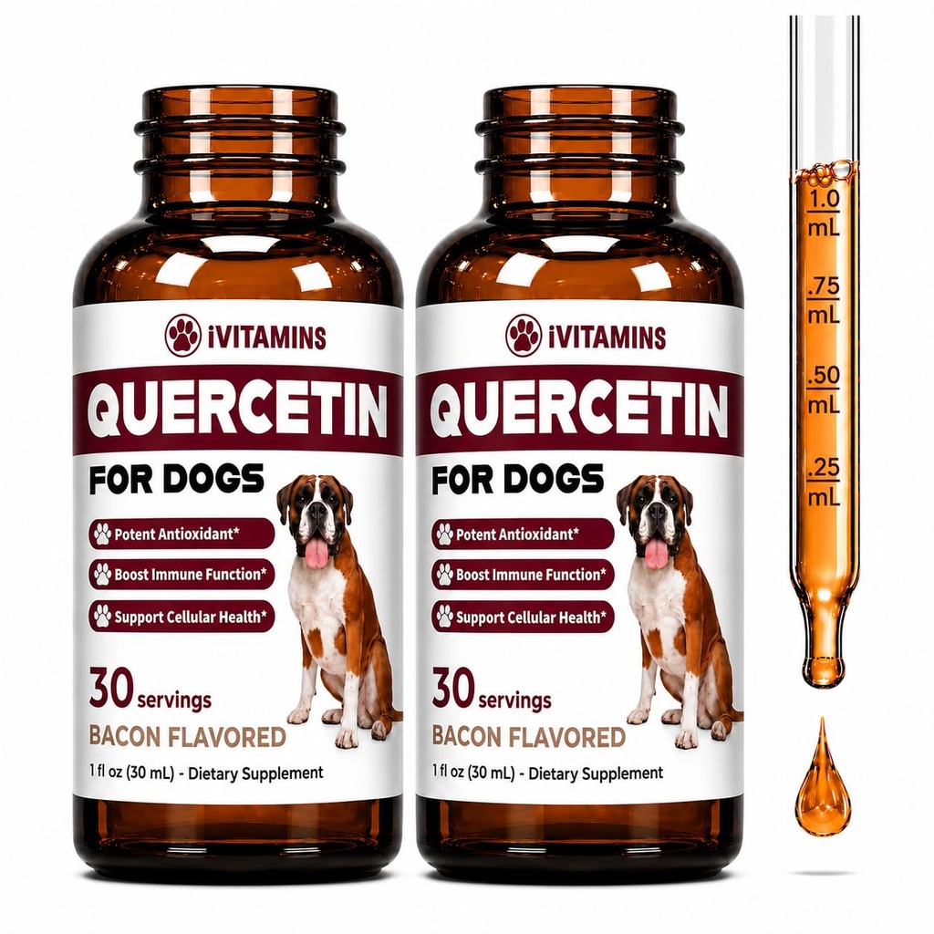 Quercetin für Hunde | Dog Allergy Relief | Quercetin für Hunde Allergien | Dog Allergy | Quercetin | Dog Allergy Support | Quercetin Dog | Hundeallergien | Quercetin Ergänzungen | Bacon Flavor (2 Pack)