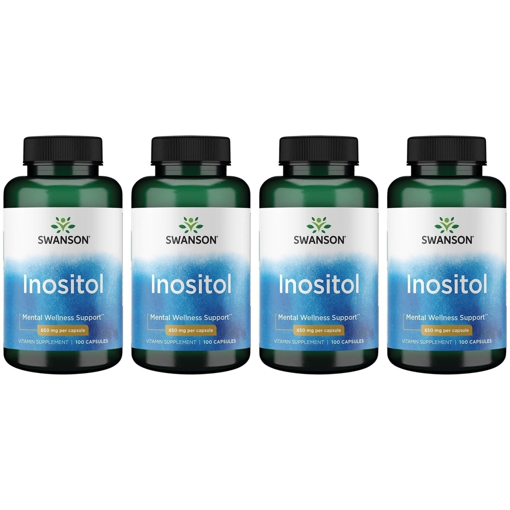 Swanson Inositol 650 Milligrammes 100 Capsules (4 Pack)