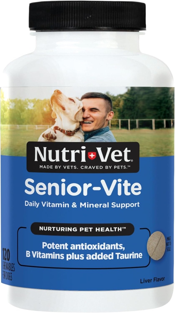 Nutri-Vet Senior-Vite Multivitamin, Hundeergänzungen, Immununterstützung, Pet Supplies, Vitamine für Hunde, Senior Essentials, Made in USA, Multivitamin für Haustiere, 120 Count