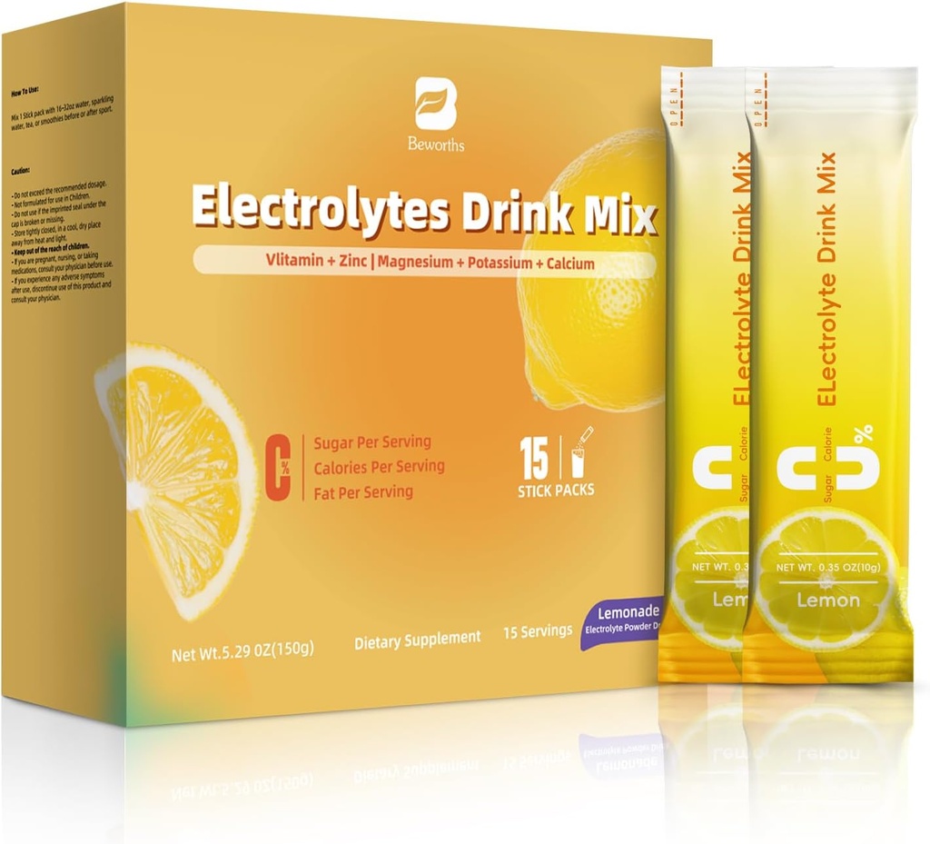 Elektrolyt-Pulver-Recovery-Mischung | Zuckerfreie Elektrolyt-Pulver-Packets-Ergänzung mit Kalium Zink & Magnesium für Hydration - Keto-Elektrolyten, Non-GMO & Sugar-Free - 15 Stick