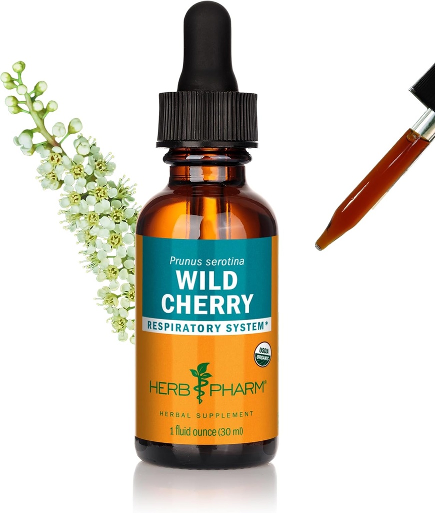 Extrait liquide de cerise sauvage biologique certifié Herb Pharm pour support respiratoire - 1 once (DWCHER01)