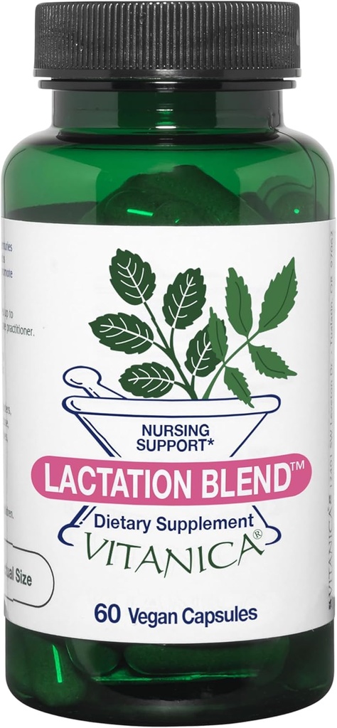 Vitanica Mélange d'allaitement, supplément d'allaitement, soutien à l'allaitement Augmenter l'approvisionnement et le débit de lait maternel, fenouil biologique, chardon de lait, graines de fenugrec et plus, non OGM, végétalien, 60 capsules