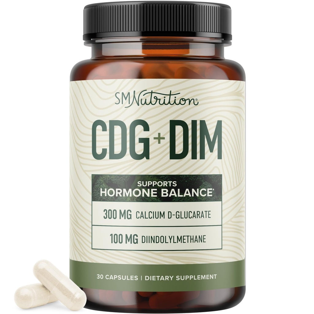 Calcium D-Glucarate mit DIM-Ergänzung für Estrogen Detox & Hormon Balance für Frauen & Männer | Detox & Cleanse, Hormonelle Akne, Menopause & CDG für Liver Support | Non-GMO, Third-Party getestet | 30ct
