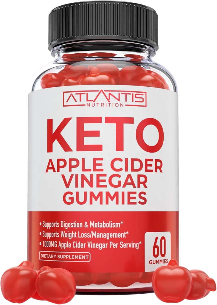 Atlantis Nutrition Keto ACV Gummis für Weight Loss - Apfelessig Gummis Formuliert, um Advanced Weight Loss, Digestion, Detox & Cleansing, Made with 1000MG ACV Per Serving - 60 Count