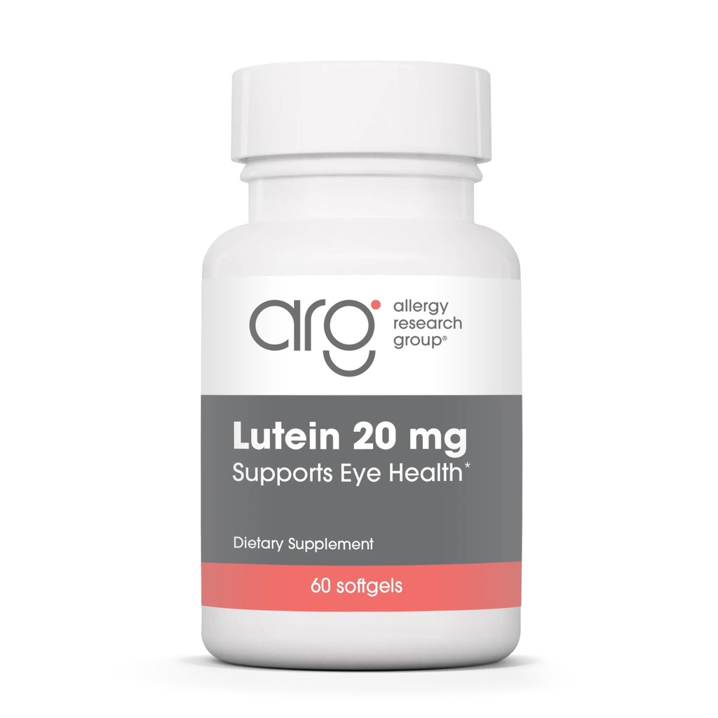 Supplément de lutéine du groupe de recherche sur l'allergie - Vitamines oculaires, 20 mg de lutéine et de zéaxanthine pour les yeux, la santé oculaire, les soins de la vue, les softgels - 60 Compte