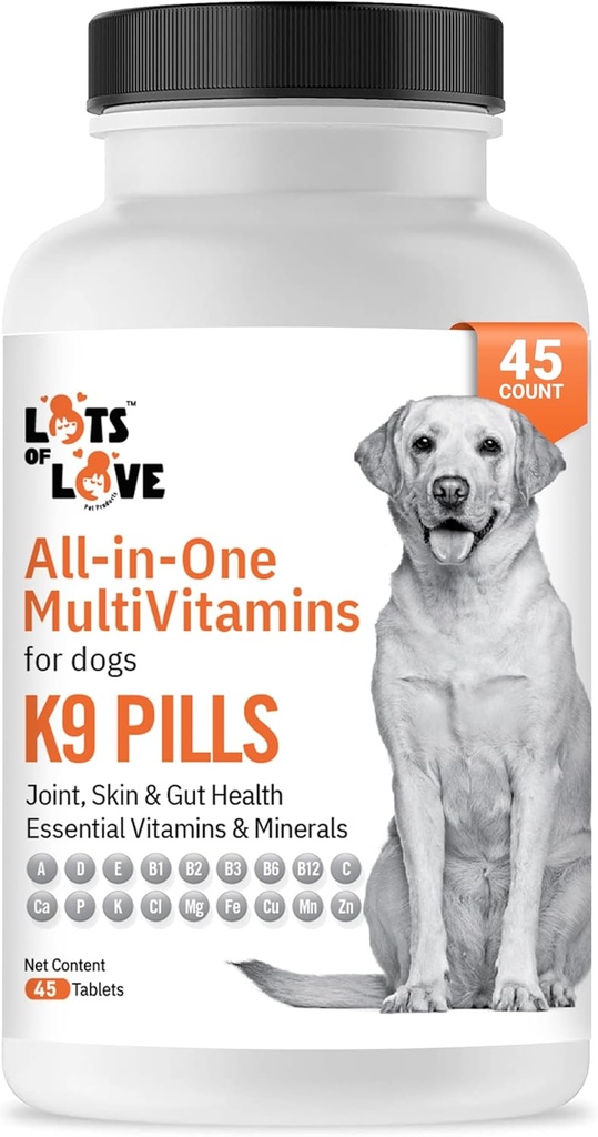 K9 Pillen - Multivitamin für Hunde - Hundeergänzung & Vitamin für kleine, mittlere und große Hunde (45 Zähler)