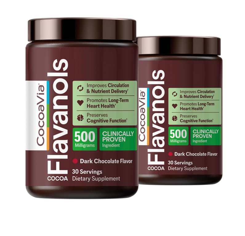 CocoaVia Cardio-Gesundheit Kakaopulver, 60 Servierungen, 500mg Kakao Flavanols, Unterstützung Herz Gesundheit, Boost Nitric Oxide, Verbesserung Zirkulation, Energie, Vorarbeiten, Vegan, Dunkle Schokolade Cacao