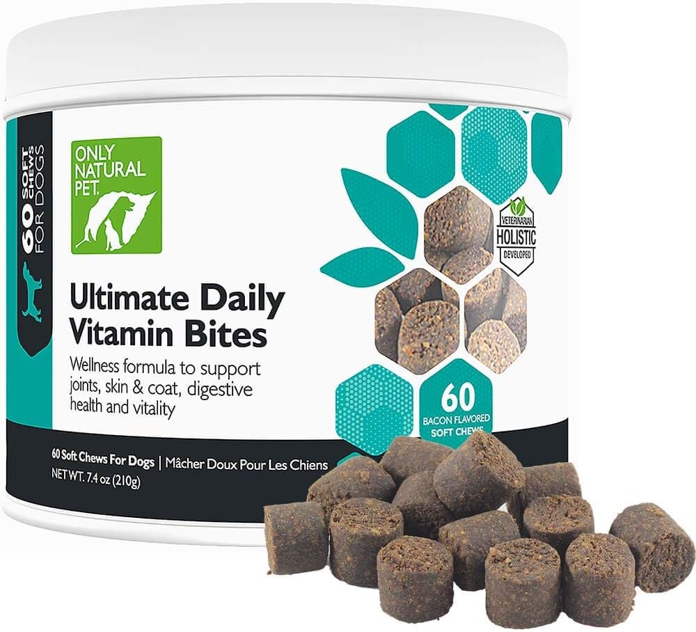Nur natürliches Tier Ultimate Daily Vitamins - Komplette Multivitamin-Ergänzung für Hunde Balanced Health & Vitality - Senior Small & Large Canine Food Immune Digestive Support -60 Soft Chews (Pack von 1)