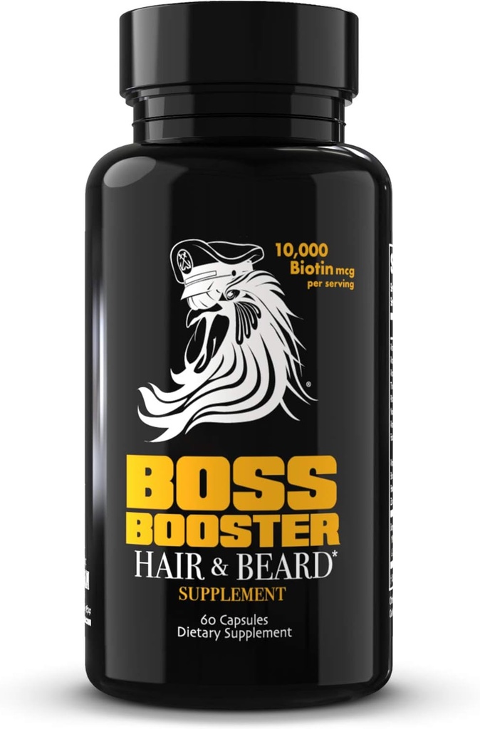 Bossman Boss Booster Supplement – 60 Kapseln – MSM und 10.000 MCG Biotin Bart Wachstum Vitamine für Männer – 30-Tage Versorgung
