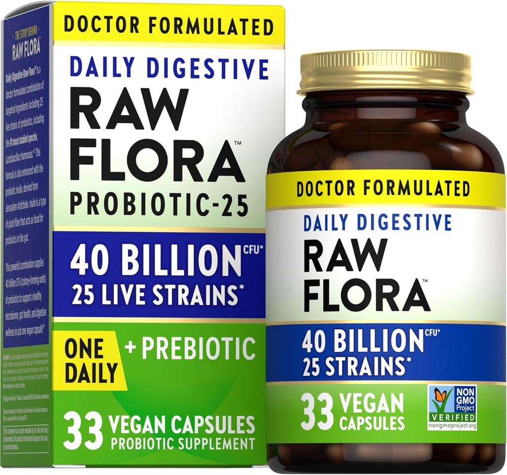 Nature's Truth Raw Flora Probiotic avec Prébiotiques de 40 Milliards CFU.