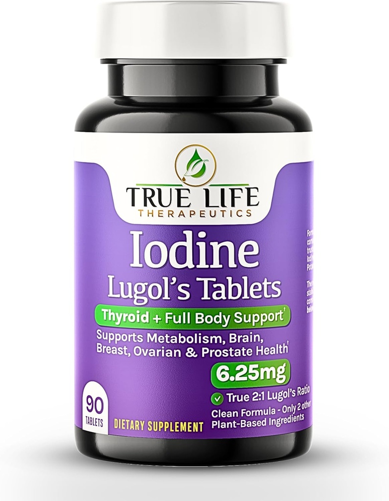Lugol’s Iodine Tablets 6.25mg – Precise-Dose Thyroid & Energy Support – No Harsh Liquid, Stable Potassium Iodide Supplement – 90 Ct, Non-GMO, No Preservatives