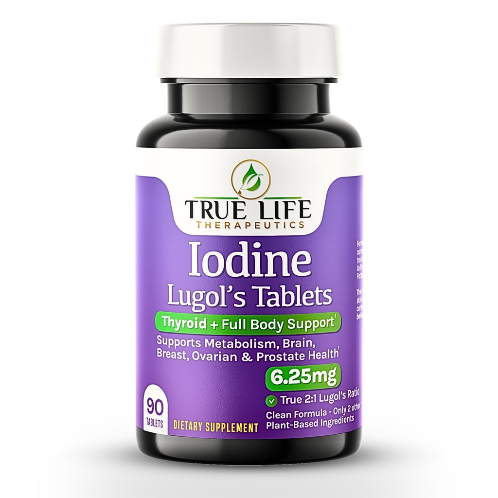 Lugols Iodine comprimés 6,25mg – Thyroïde précis et support énergétique – Pas de liquide dur, supplément d'iodure de potassium stable – 90 Ct, non-OGM, aucun conservateur