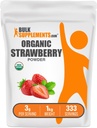BulkSupplements.com Poudre de fraise biologique - Poudre de fruits de fraises biologiques - Pas de sucre ajouté et sans gluten, 3g par portion, 1kg (2,2 lbs) (paquet de 1)