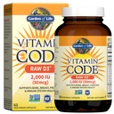 Garten des Lebens Vitamin D, Vitamin Code Raw D3, Vitamin D 2.000 IU, Rohe Ganze Nahrung D3 Nahrungsergänzungsmittel mit Chlorella, Obst, Gemüse & Probiotika für Knochen & Immune Gesundheit, 60 vegetarische Kapseln