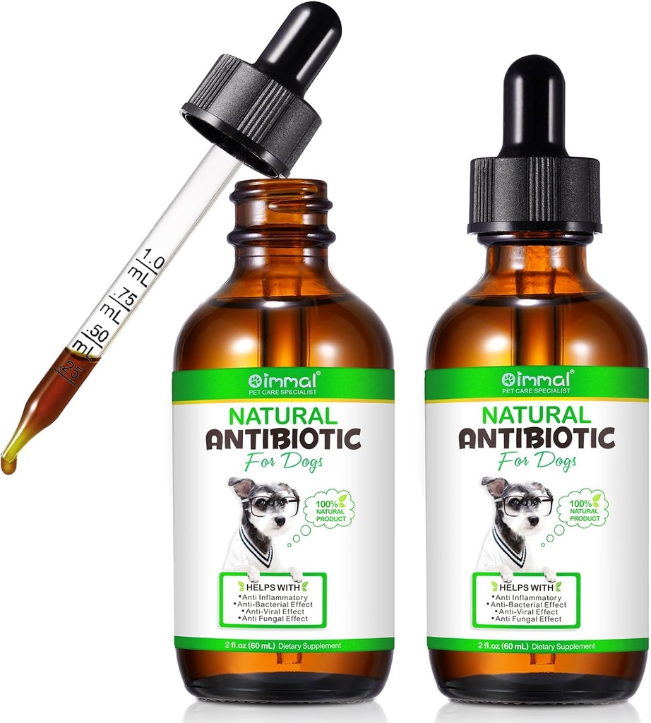 2 Pack Antibiotiques pour chiens, Antibiotiques naturels pour l'allergie et le soulagement des démangeaisons, Antibiotiques pour chiens aide à soutenir un système immunitaire en santé, Allergy Support