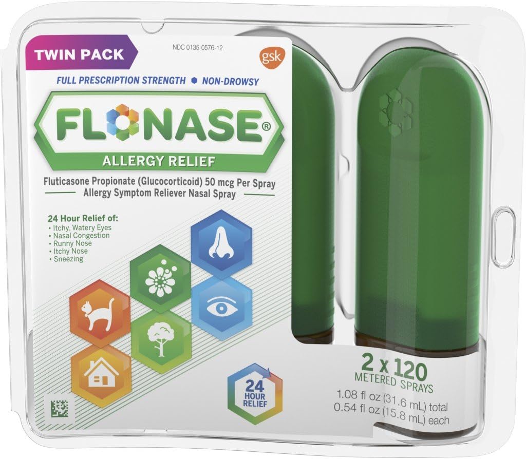 Flonase Allergy Relief Nasenspray, 24 Hour Non Drowsy Allergy Medicine, Metered Nasal Spray - 0.54 Fl Oz (Pack von 1)