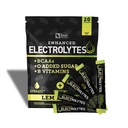 Boîtes de poudre d'électrolytes améliorées (Lémon Lime) avec 20 paquets de sucre + BCAA + B-Vitamines Supplément d'électrolyte avec Zinc et Magnésium de potassium pour l'hydratation - Electrolytes de kéto