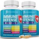 Immununterstützung 8 in 1 Kapseln - Zinkergänzung, Vitamin D3, Vitamin C und Elderberry - Immun Booster Ginger Root, und Turmeric - [2-Pack]