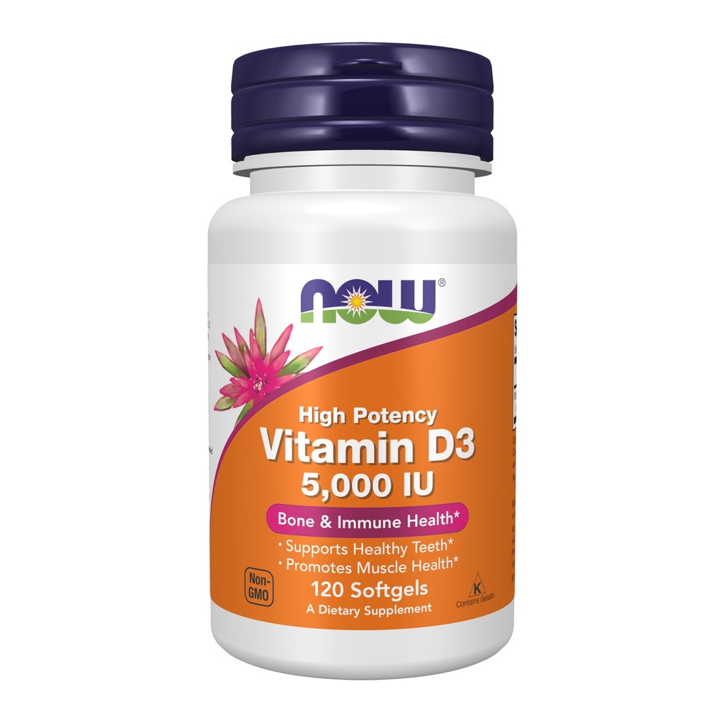 JETZT Nahrungsergänzungsmittel, Vitamin D-3 5.000 IU, Hohe Potenz, strukturelle Unterstützung*, 120 Softgels