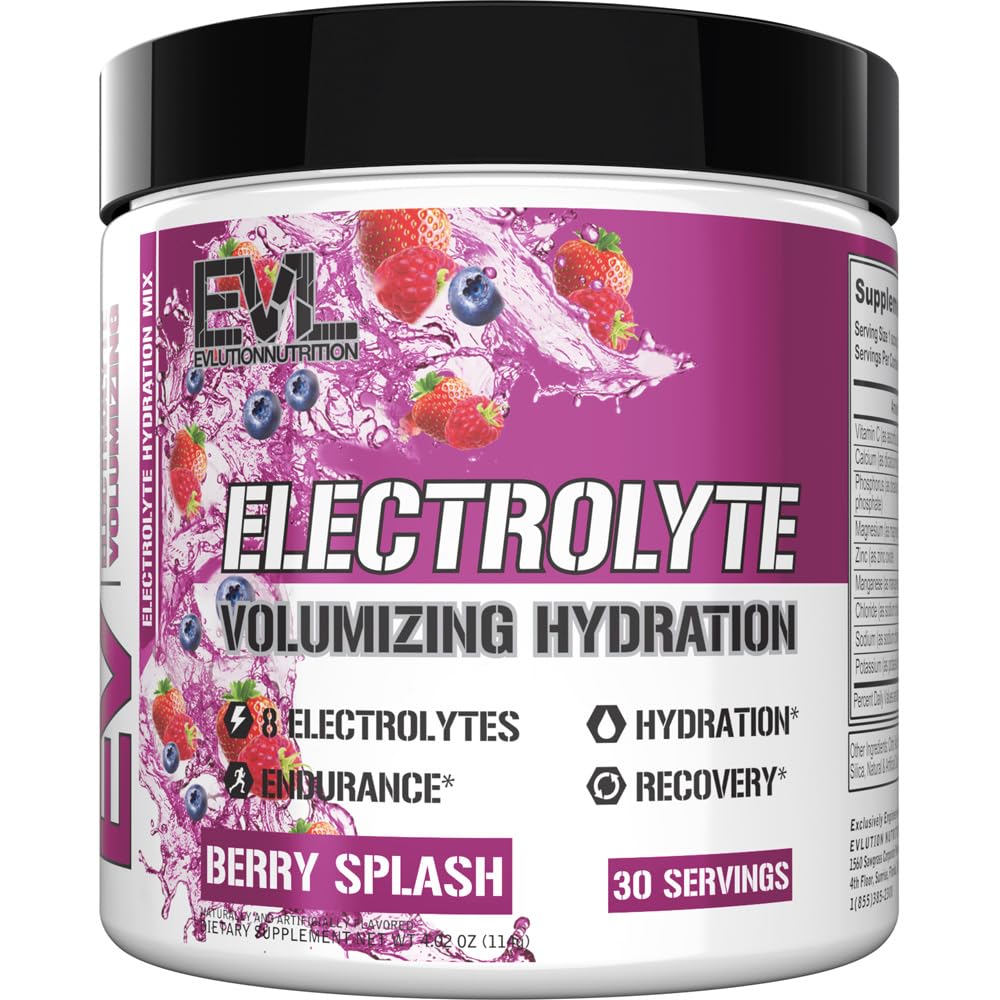 Evlution Ultimate Electrolytes Powder Hydration Drink - Quick Replenishing Hydration Powder Drink Mix mit 8 Key Electrolytes und Antioxidantien - Vegan Gluten Free Keto Friendly Blend (Berry Splash)