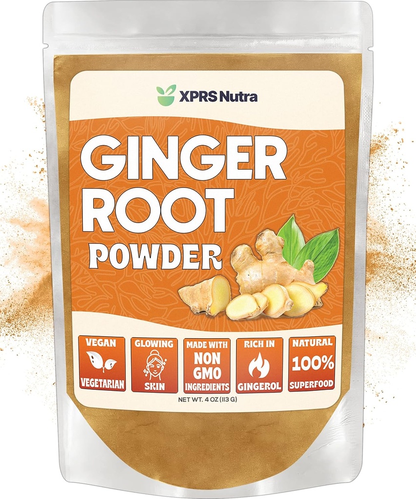 XPRS Nutra Ginger Powder - Premium Ground Ginger Root Powder mit Potent Spicy Flavor - Ground Ginger Powder - Vegan Friendly Sustainable Grown Powdered Ginger (4 Unze)