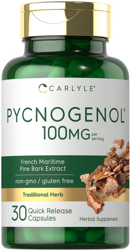 Carlyle Pycnogenol 100mg.30 Capsules Extrait d'écorce de pin Maritime française Pinus Pinaster.
