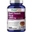 NusaPure Red Yeast Rice 1800mg 180 Veggie Kapseln (Non-GMO, Vegan)