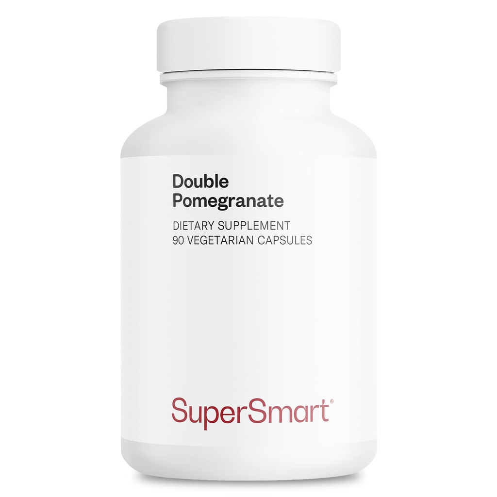 Supersmart - Double grenade (haute résistance) - 90% acide ellagique et 40% punicalagines - supplément d'extrait de grenade - antioxydant avancé - sans OGM et sans gluten - 90 capsules végétariennes