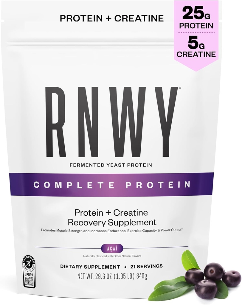 25g Protéines d'açai + 5g Poudre de créatine, Protéines végétales véganes avec enzymes digestives pour construire et récupérer, 21 portions