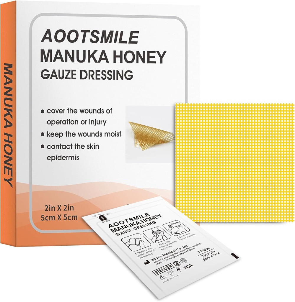 Manuka Honey Wound Care - Honey Wound Dressing 2" x 2" Honey Medical Bandage Wound Care Patch für Minor Abrasionen, Schnitte, Schnürungen, Skalierte und Burns für Wound Healing,10 Stück