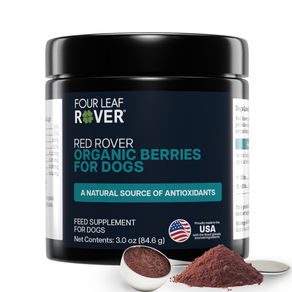 Vier Blatt Rover Red Rover - Hund Urinary Tract Supplement - mit Vitaminen aus Bio-Beeren und Apfel - gute Quelle von Polyphenolen und Antioxidantien - 30 große Hunde Servietten