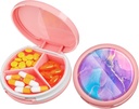 Serfeymi Small Pill Box - 3 Compartments Portable Pill Box for Purse Pocket, Compact Mini Travel Pill Case - Suitable for Medicine, Vitamin, Fish Oil, Supplements - Pink(Fluid Art)