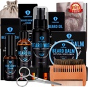 Kit de grooming de barbe, Kit de barbe à l'huile de barbe, Sérum de croissance de barbe, Laver de barbe, Baume de barbe, Brosse de barbe, Peigne de barbe, Ciseaux de barbe et de mustache Kit de croissance de barbe Cadeaux uniques pour les hommes